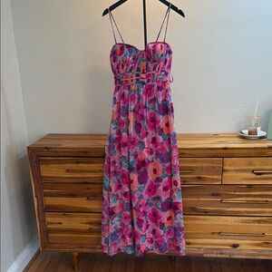 Aqua Pink Floral Maxi Dress